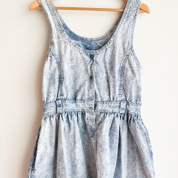 Vintage Gitano 80s 90s Acid Wash Midi Denim Dress M - Picture 2 of 6